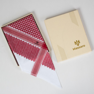 شماغ مسارو Massaro السلطان رجالي بنقشة سعودية أصلية مع علبة فاخرة